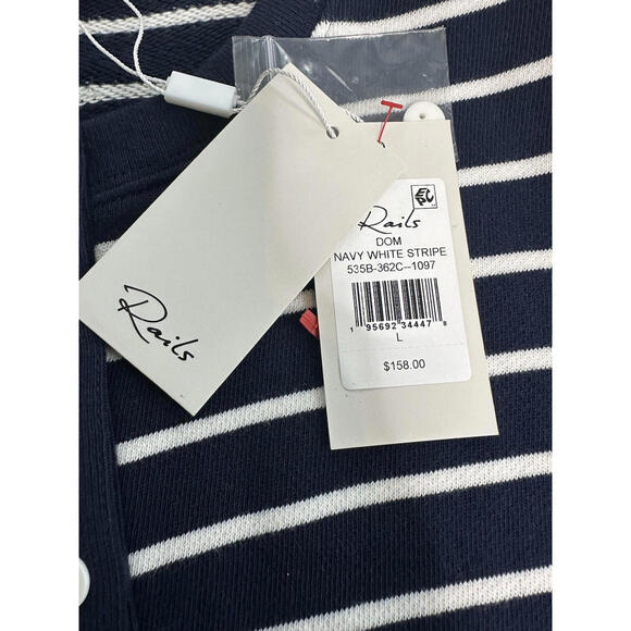 Rails Dom Sweatshirt Womens L Navy White Stripe Crewneck Comfort Chic NWT $158 - Picture 8 of 9